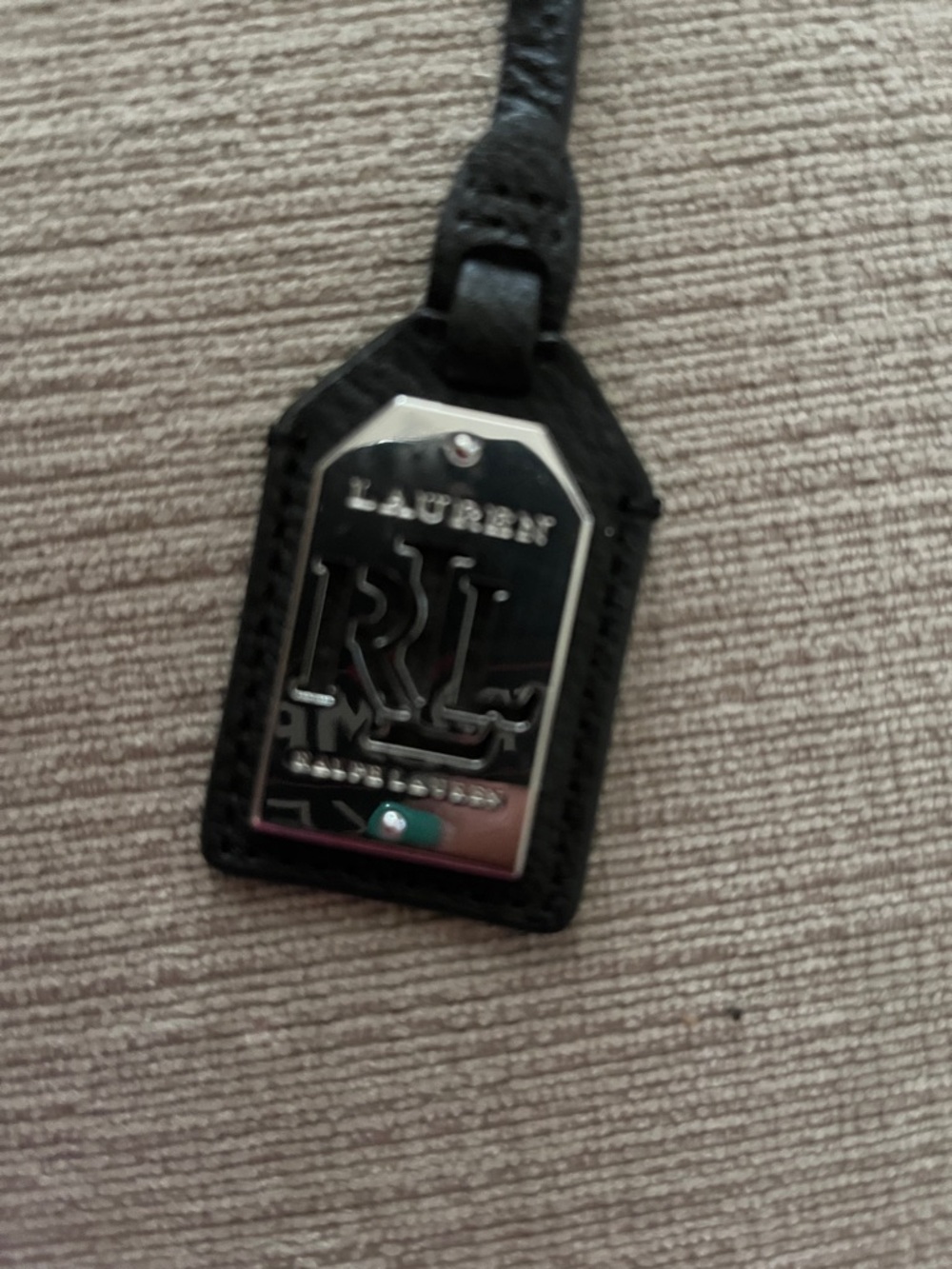 Ralph Lauren Black Leather purse Tag with Silver RL Plate - Picture 2 of 4